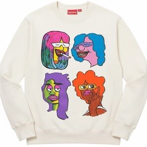 Supreme Men's Colorful Graphic Crewneck Sweater - White